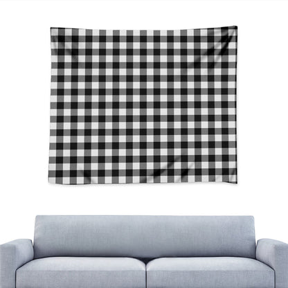 Black And White Buffalo Plaid Print Tapestry