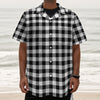 Black And White Buffalo Plaid Print Textured Short Sleeve Shirt