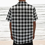 Black And White Buffalo Plaid Print Textured Short Sleeve Shirt
