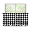 Black And White Buffalo Plaid Print Tier Curtains