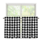 Black And White Buffalo Plaid Print Tier Curtains