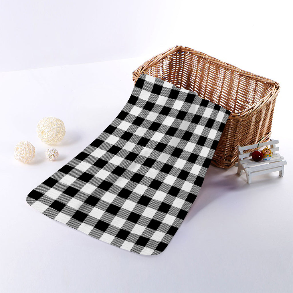 Black And White Buffalo Plaid Print Towel