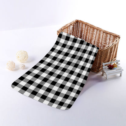 Black And White Buffalo Plaid Print Towel