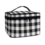 Black And White Buffalo Plaid Print Travel Makeup Bag
