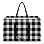 Black And White Buffalo Plaid Print Utility Tote Bag