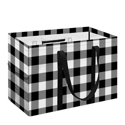 Black And White Buffalo Plaid Print Utility Tote Bag