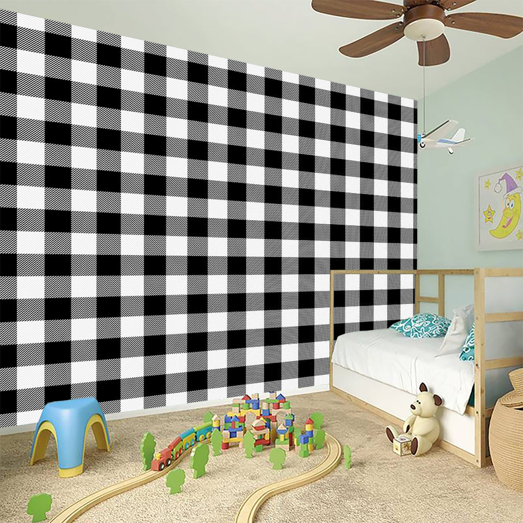 Black And White Buffalo Plaid Print Wall Sticker