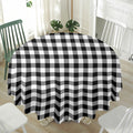 Black And White Buffalo Plaid Print Waterproof Round Tablecloth