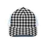 Black And White Buffalo Plaid Print White Mesh Trucker Cap