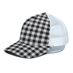 Black And White Buffalo Plaid Print White Mesh Trucker Cap