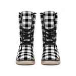 Black And White Buffalo Plaid Print Winter Boots