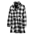 Black And White Buffalo Plaid Print Women's Bathrobe