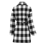 Black And White Buffalo Plaid Print Women's Bathrobe