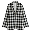 Black And White Buffalo Plaid Print Women's Blazer