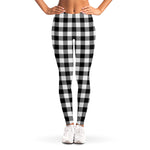 Black And White Buffalo Plaid Print Women's Leggings