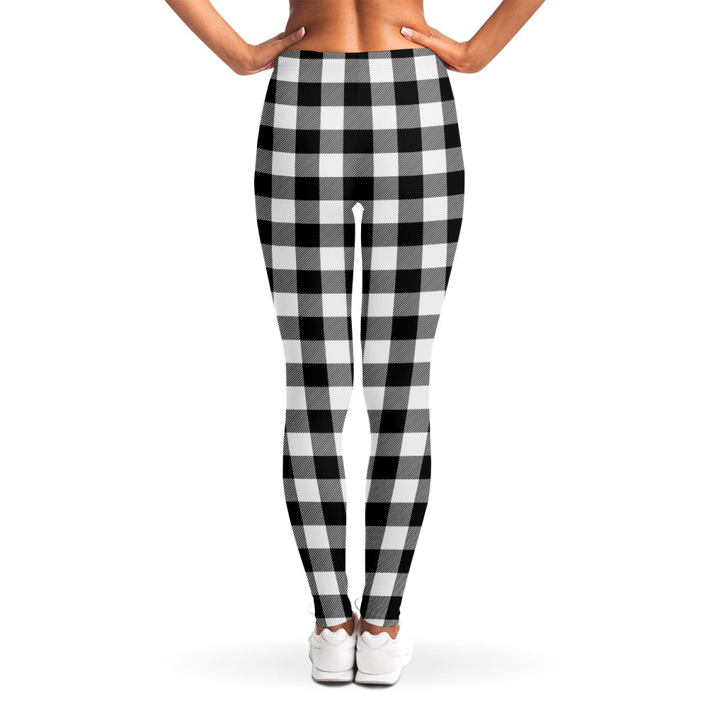 Black And White Buffalo Plaid Print Women's Leggings