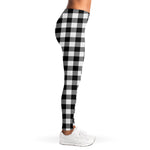 Black And White Buffalo Plaid Print Women's Leggings