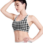 Black And White Buffalo Plaid Print Women's Sports Bra