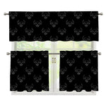 Black And White Bull Pattern Print 3 Piece Kitchen Curtains