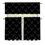 Black And White Bull Pattern Print 3 Piece Kitchen Curtains