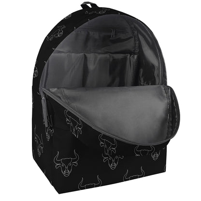 Black And White Bull Pattern Print Backpack