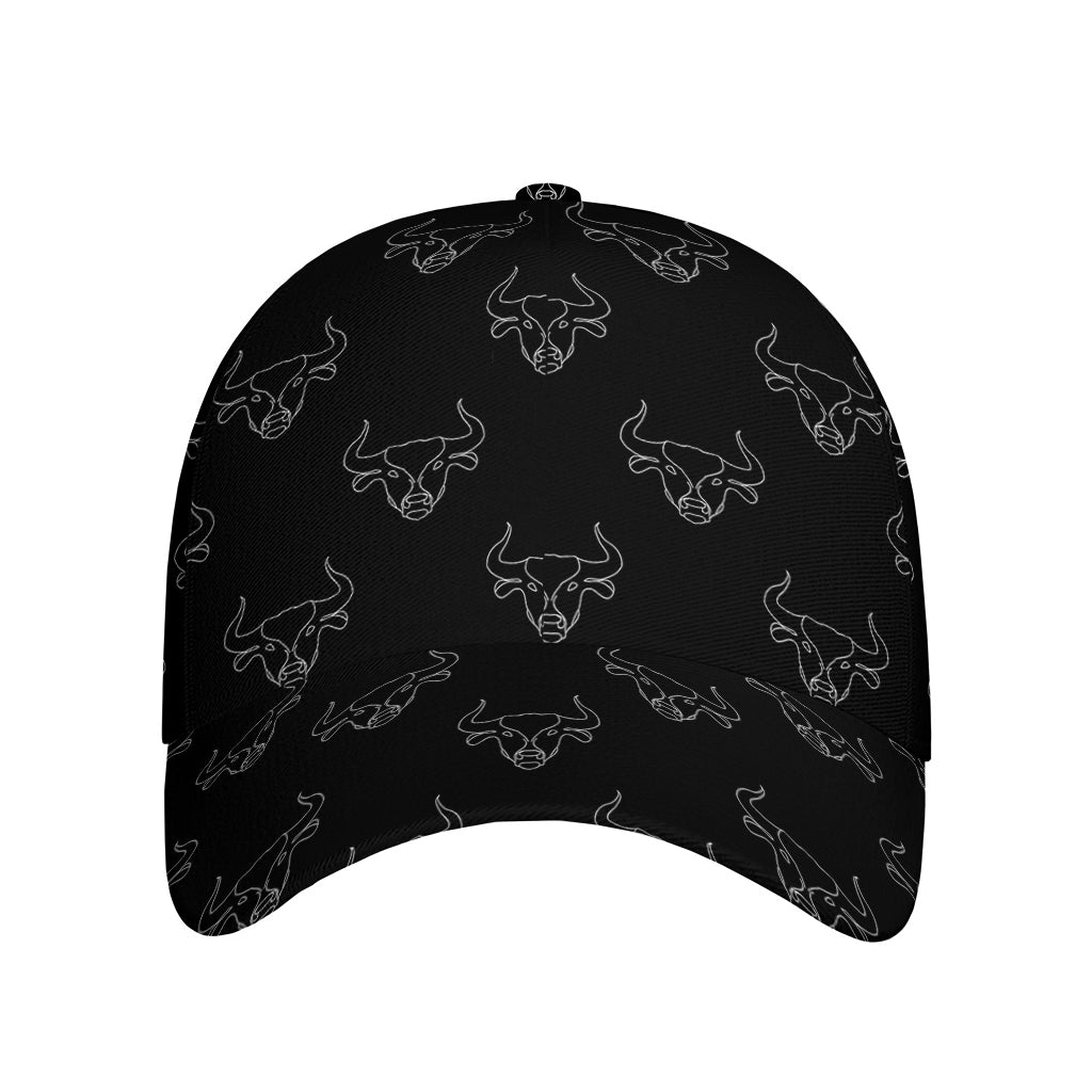 Black And White Bull Pattern Print Baseball Cap