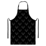 Black And White Bull Pattern Print Bib Apron With Pocket