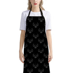 Black And White Bull Pattern Print Bib Apron With Pocket