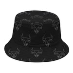 Black And White Bull Pattern Print Bucket Hat