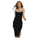 Black And White Bull Pattern Print Cross Back Cami Dress