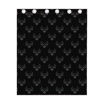 Black And White Bull Pattern Print Curtain