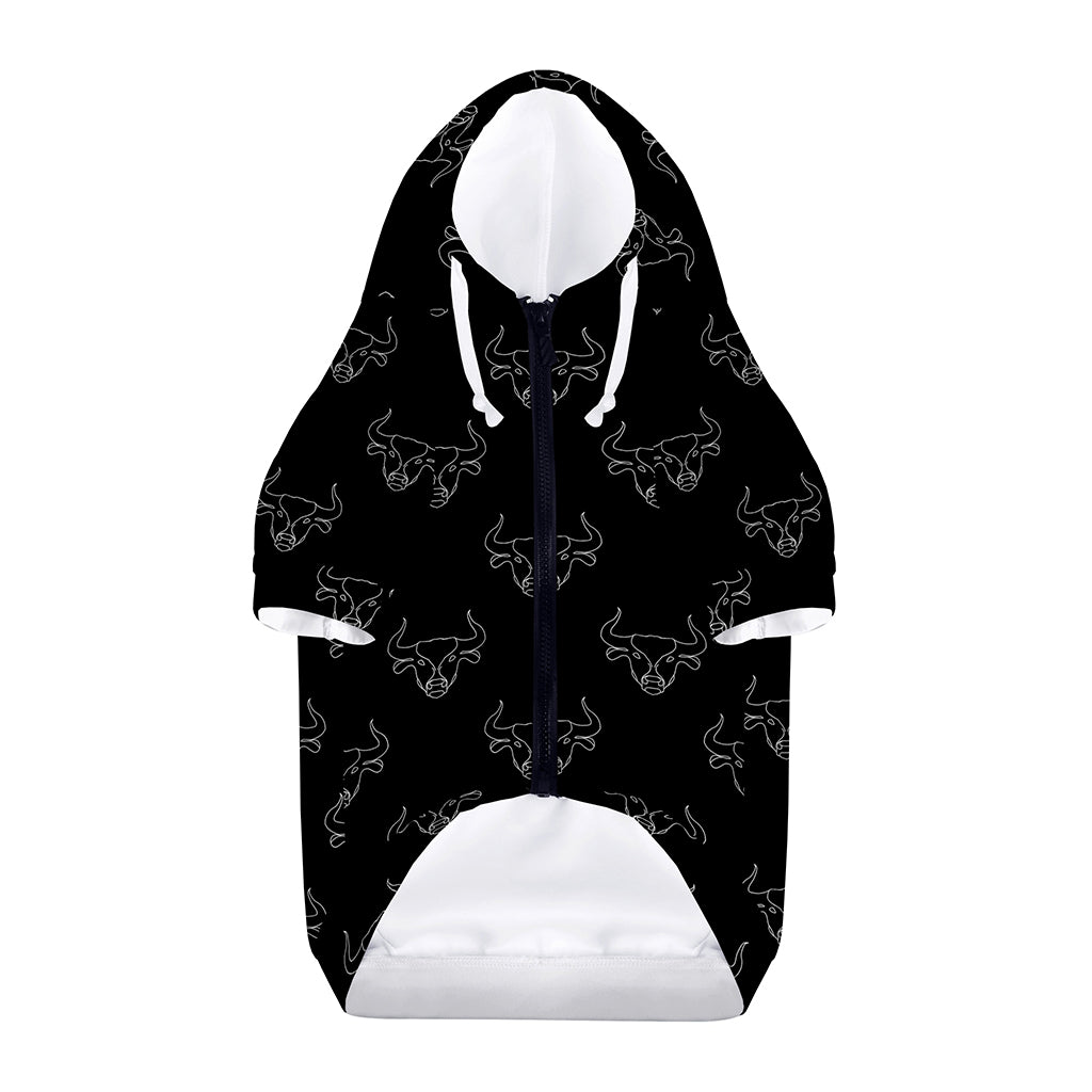 Black And White Bull Pattern Print Dog Zip Up Hoodie
