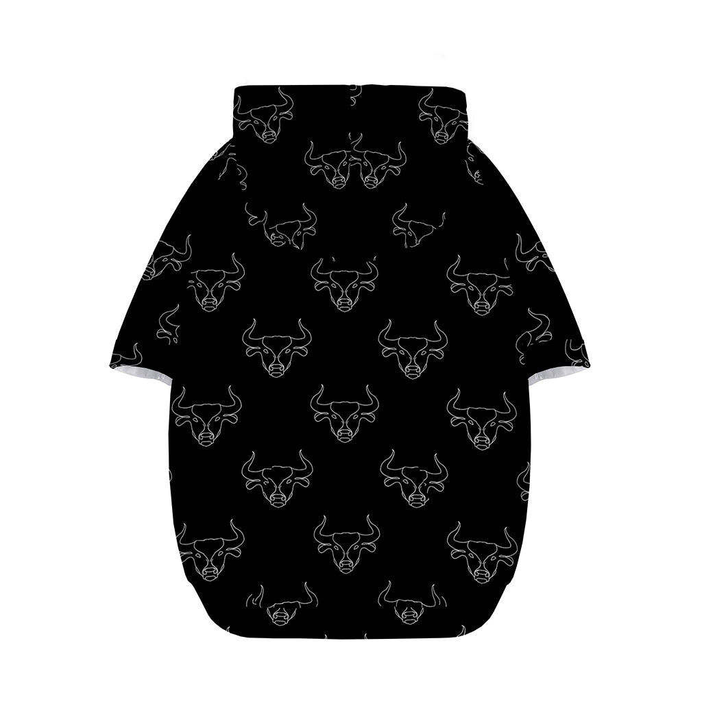Black And White Bull Pattern Print Dog Zip Up Hoodie