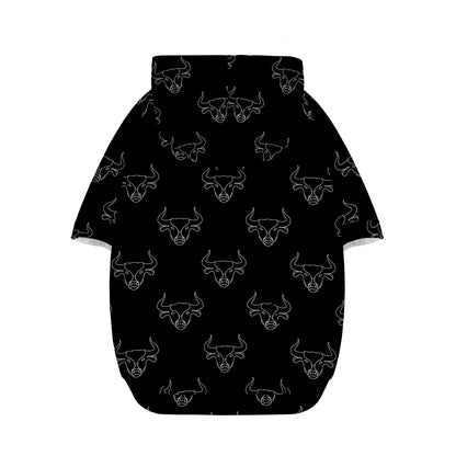 Black And White Bull Pattern Print Dog Zip Up Hoodie