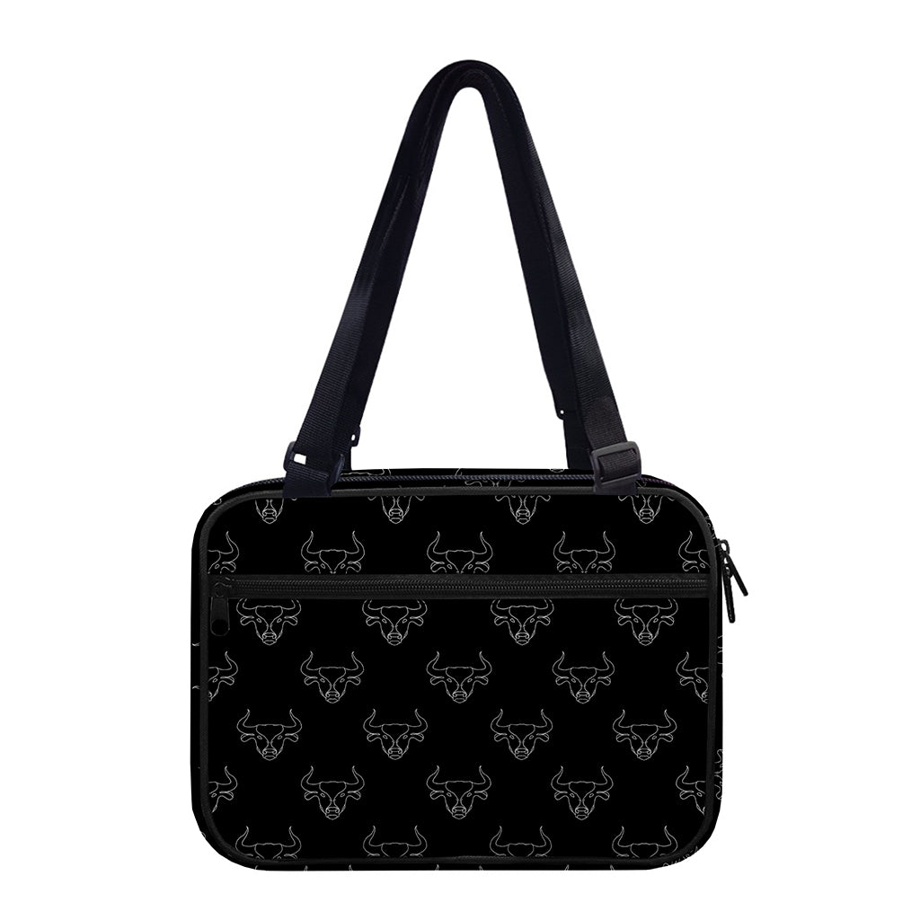 Black And White Bull Pattern Print Double Strap Bible Bag