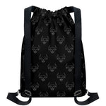 Black And White Bull Pattern Print Drawstring Backpack