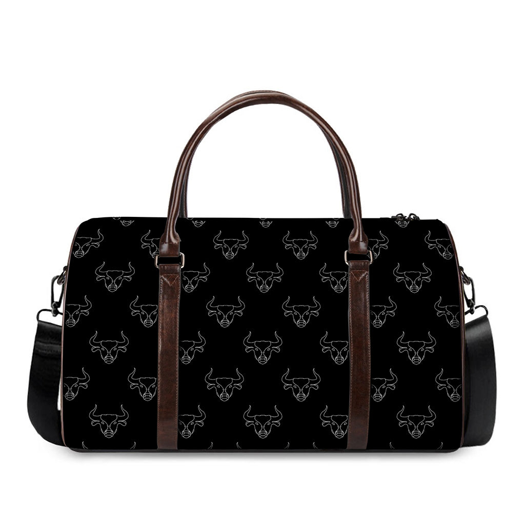 Black And White Bull Pattern Print Duffle Bag