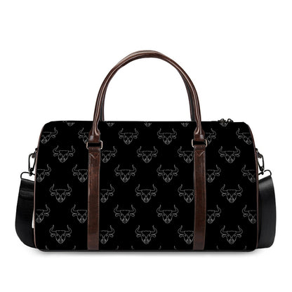 Black And White Bull Pattern Print Duffle Bag