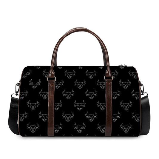 Black And White Bull Pattern Print Duffle Bag