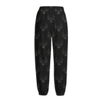 Black And White Bull Pattern Print Fleece Lined Knit Pants