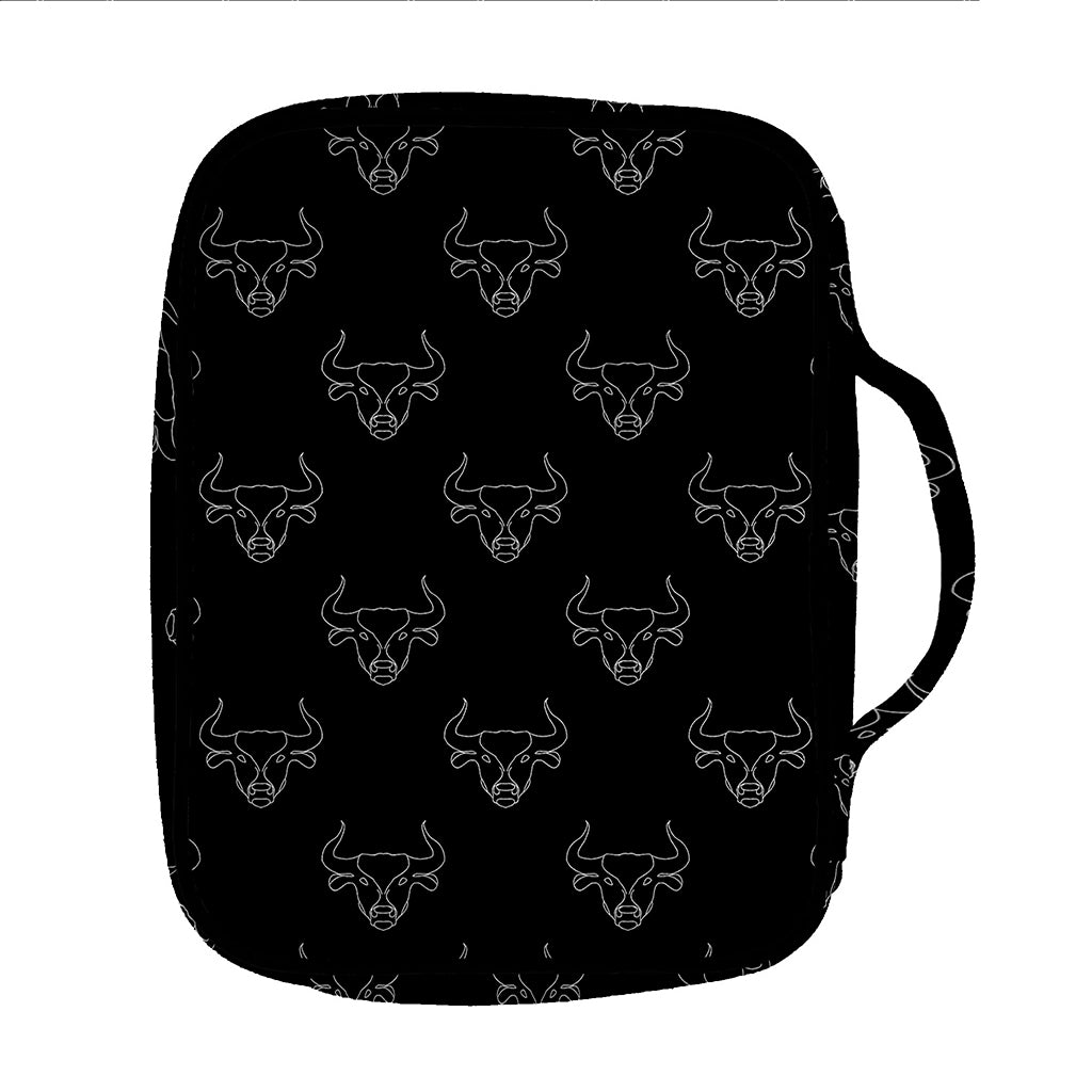 Black And White Bull Pattern Print Front Pocket Bible Bag