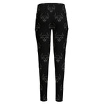 Black And White Bull Pattern Print High-Waisted Pocket Leggings