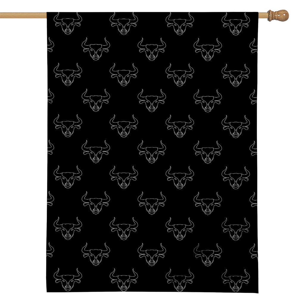 Black And White Bull Pattern Print House Flag