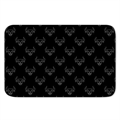 Black And White Bull Pattern Print Indoor Door Mat