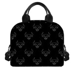 Black And White Bull Pattern Print Insulated Lunch Bag