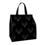 Black And White Bull Pattern Print Insulated Lunch Tote