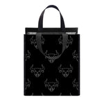 Black And White Bull Pattern Print Insulated Lunch Tote