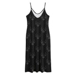Black And White Bull Pattern Print Jersey Midi Cami Dress