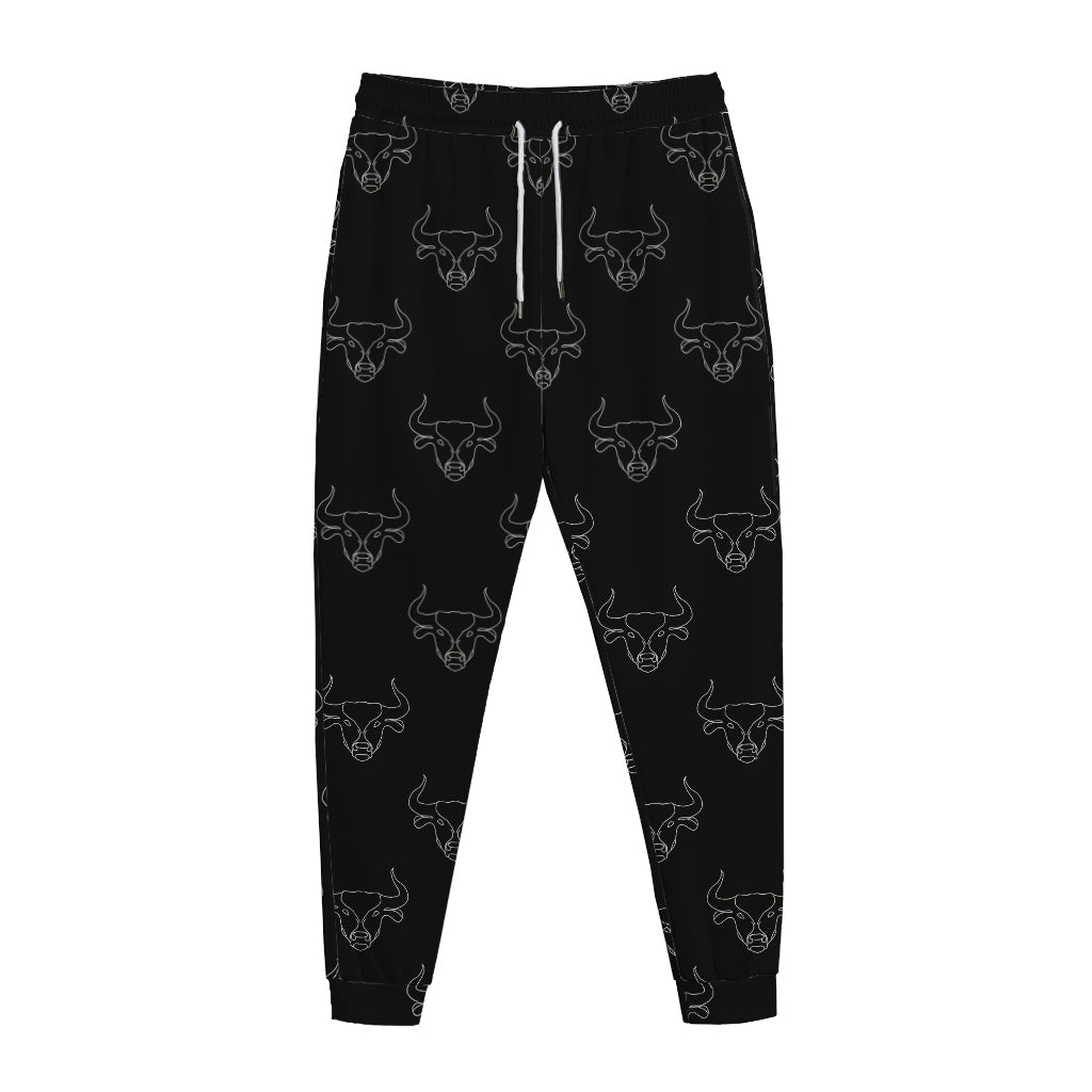 Black And White Bull Pattern Print Jogger Pants