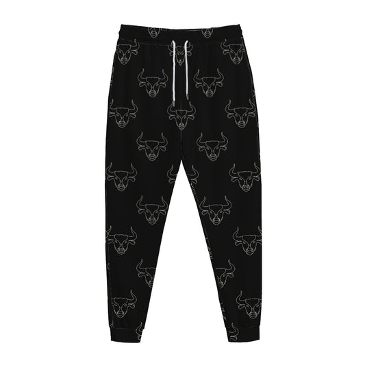 Black And White Bull Pattern Print Jogger Pants